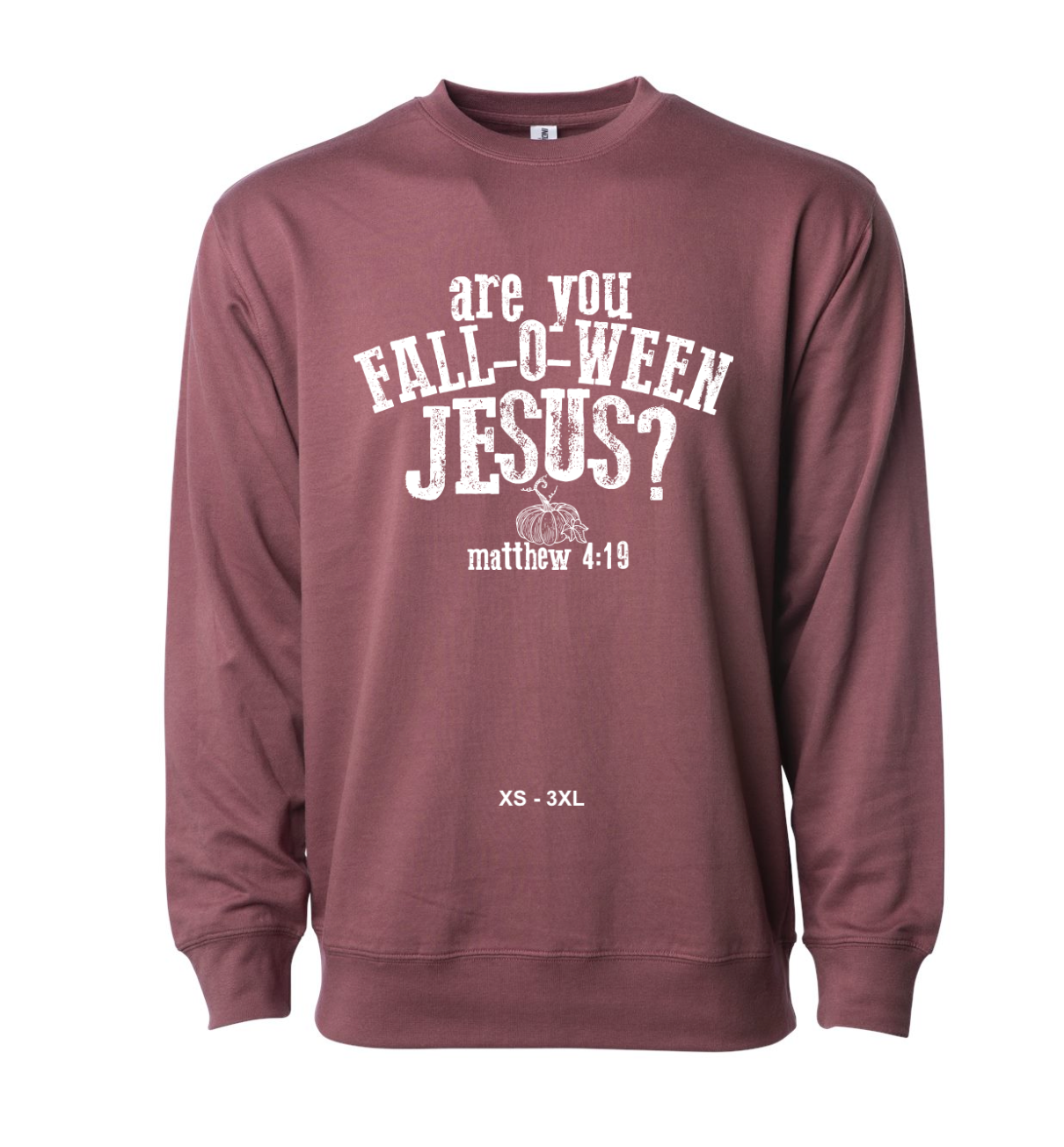 **LIMITED TIME**. Adult Lightweight Fall-O-Ween Jesus Crewneck Sweatshirt