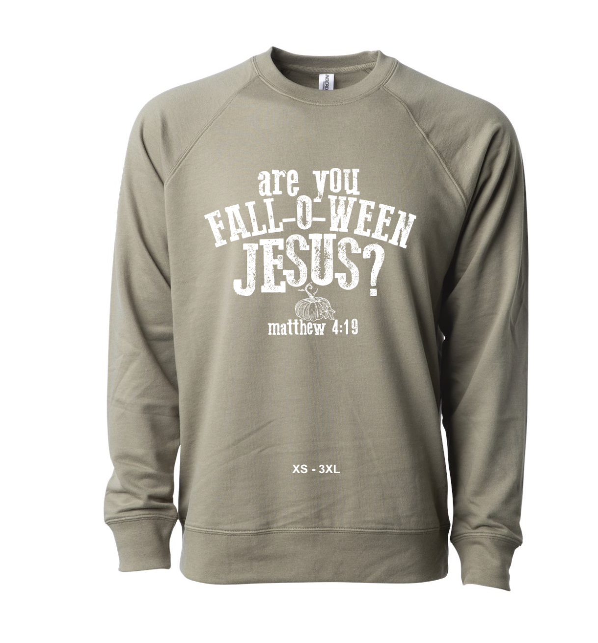 **LIMITED TIME**. Adult Lightweight Fall-O-Ween Jesus Crewneck Sweatshirt