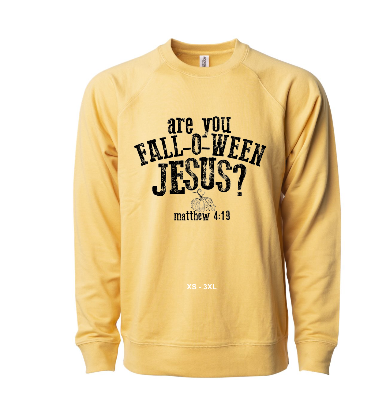 **LIMITED TIME**. Adult Lightweight Fall-O-Ween Jesus Crewneck Sweatshirt